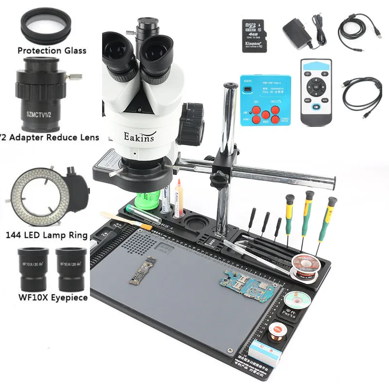 3,5-90X Simul-focal Тринокулярный Стерео микроскоп 30MP 2K HDMI цифровая камера Алюминиевый верстак для телефона чип пайки ремонт