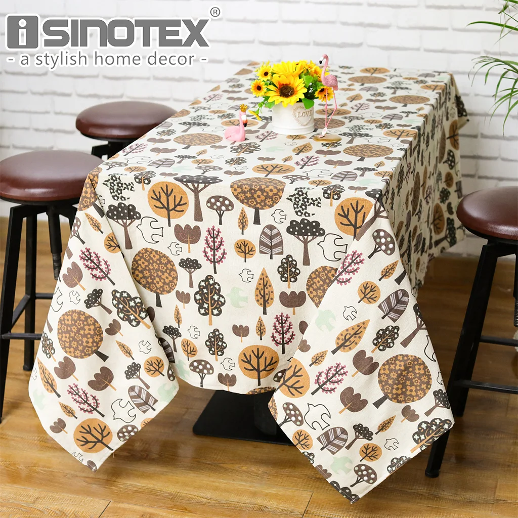 Tablecloth Cute Coffee Plants Decorative Dining Table Cover Cotton