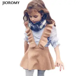 Jioromy Осеннее платье для маленьких девочек Модная Одежда для девочек вязаный свитер Детские платья для Обувь для девочек без рукавов
