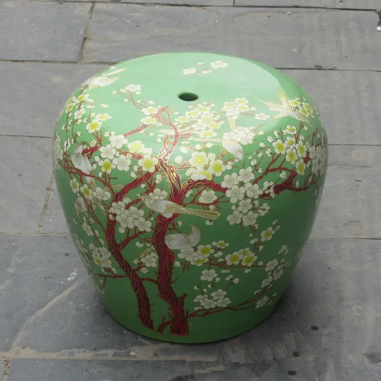 China plum blossom painting ceramic drum porcelain garden stool Glazed ceramic ceramic porcelain chinese garden stools (2)