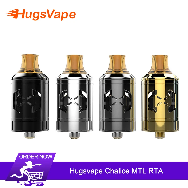 

Original Hugsvape Chalice MTL RTA 3D Surround airflow 2ml vape tank single coil Leak Proof atomizer Five airflow holes adjust