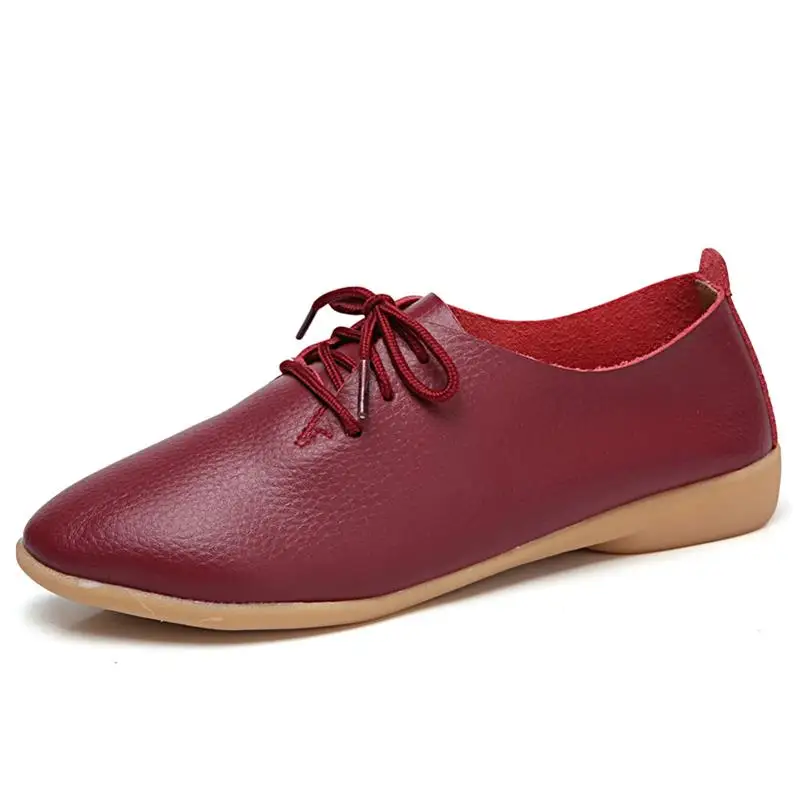 Весенне-осенняя женская обувь на плоской подошве; модные мягкие мокасины; повседневная женская кожаная обувь с острым носком; удобные женские ботинки-лоферы; BT700 - Цвет: wine red