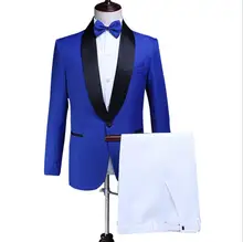 Blazer men groom suit set with pants mens wedding suits costume singer star style dance stage clothing formal dress blue pyjtrl men five piece set europe style court marshal clothing groom wedding red mens suits party stage singer costume