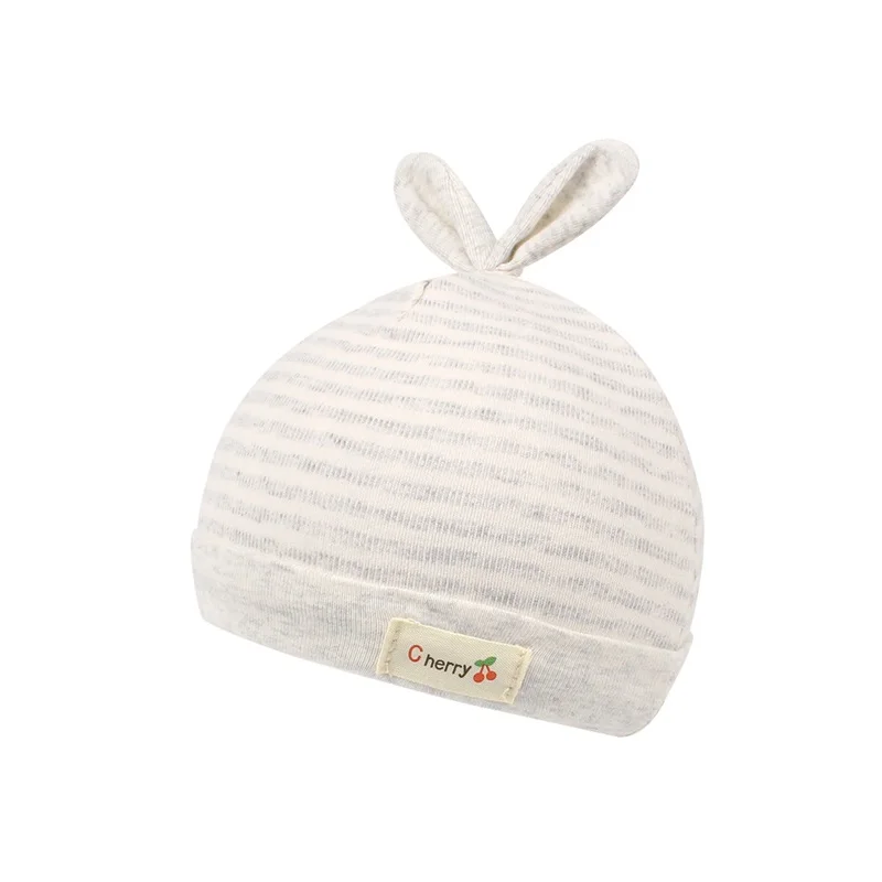 Cotton Striped Newborn Baby Hat Rabbit Ears Infant Tire Hat Baby Boys Girls Beanie Hat Soft Cute Hat Spring Baby Boys Clothing (5)