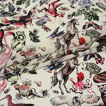 

New print crepe de chine silk fabric 13.5mm summer shirt cheongsam dress silk fabric wholesale silk cloth 140cm