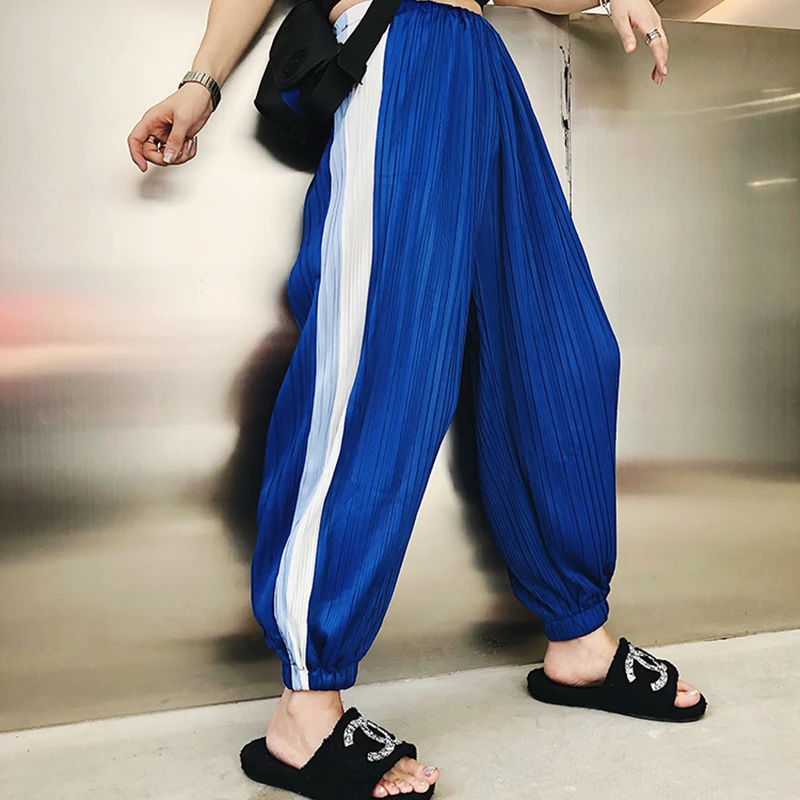 

TREND-Setter 2018 Summer Chiffon Pants Women Casual Loose Harem Pants Pleated Elastic Waist Dance Trousers Ladies