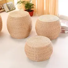 Taburete de madera Natural hecho a mano Tatami redondo para salón, pequeño banco de madera para mesa de centro