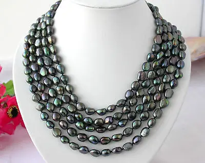 

FREE SHIPPINGLong 100" 11mm baroque black peacock fw pearl NECKLACE