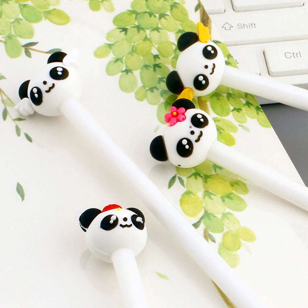 

4pcs/lot Kawaii Korean Stationery Cute Panda Gel Pen School Office Kawaii Supplies Novel Creative Gift Handles