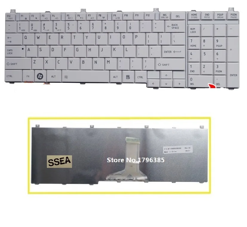 Клавиатура SSEA для ноутбука TOSHIBA L750 L750D L755D L760 L770D L775 C650 L650 L650D L655 L670 L660 L675 C660 C655 белая |