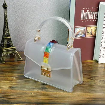 

2019 Clear Transparent Totes Brand Mini Jelly Bag rivet PVC Handbag Solid Candy Ladies Shoulder Bag Small saddle Crossbody Bags