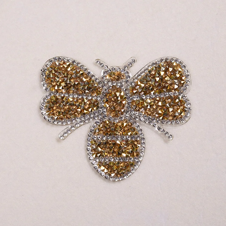 Exquisite Rhinestone Patches Appliques For Clothes Lovely Bee Fashion Decor For Kids T-shirts DIY Iron Sticker For Clothing-1 (4)