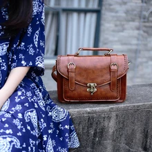 Vintage angleterre vent style japonais mori fille épaule sac PU copie en cuir bandoulière sac postiers femmes poignée sac