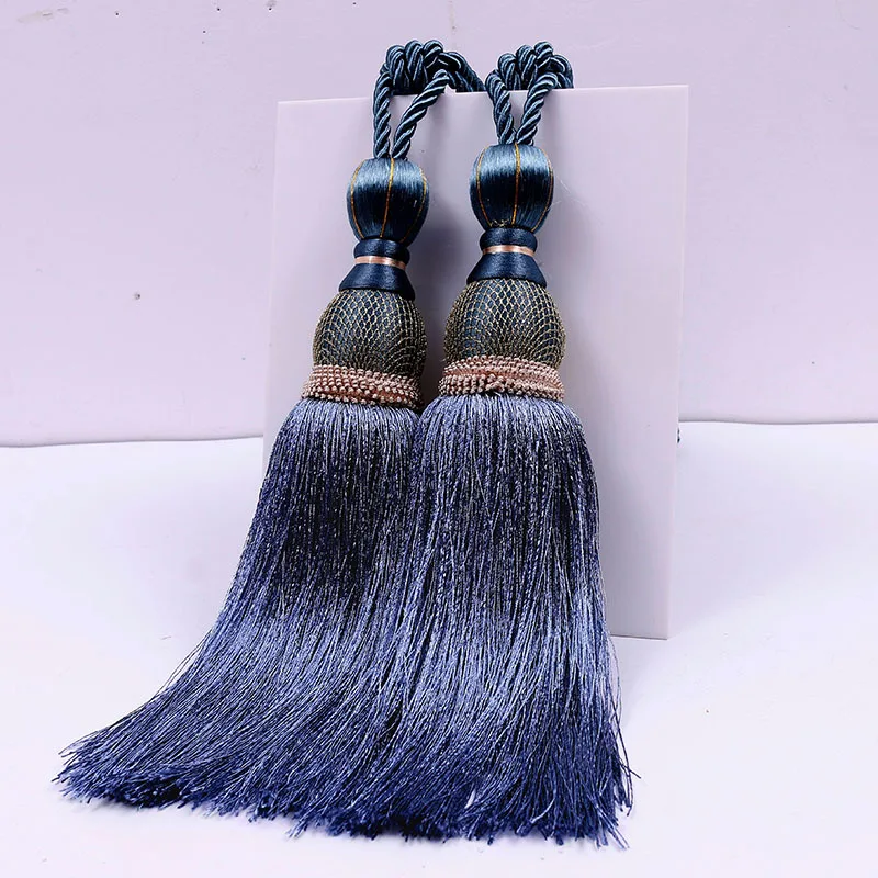 Dark Blue Meetee 1 пара(2 шт.) 77 см занавес кисточкой цепочка с подвеской в минималистическом мяч Шторы держатель подвесной ремень для домашнего декора TF001 - Цвет: Dark Blue