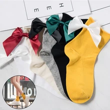 Harajuku повседневная женская обувь Цвет короткие носки новинка; Милая женская обувь с бантиком, Женская узел; носки; большой бант с ветронепроницаемым начесом женские носки милый бант конфетного цвета, носки