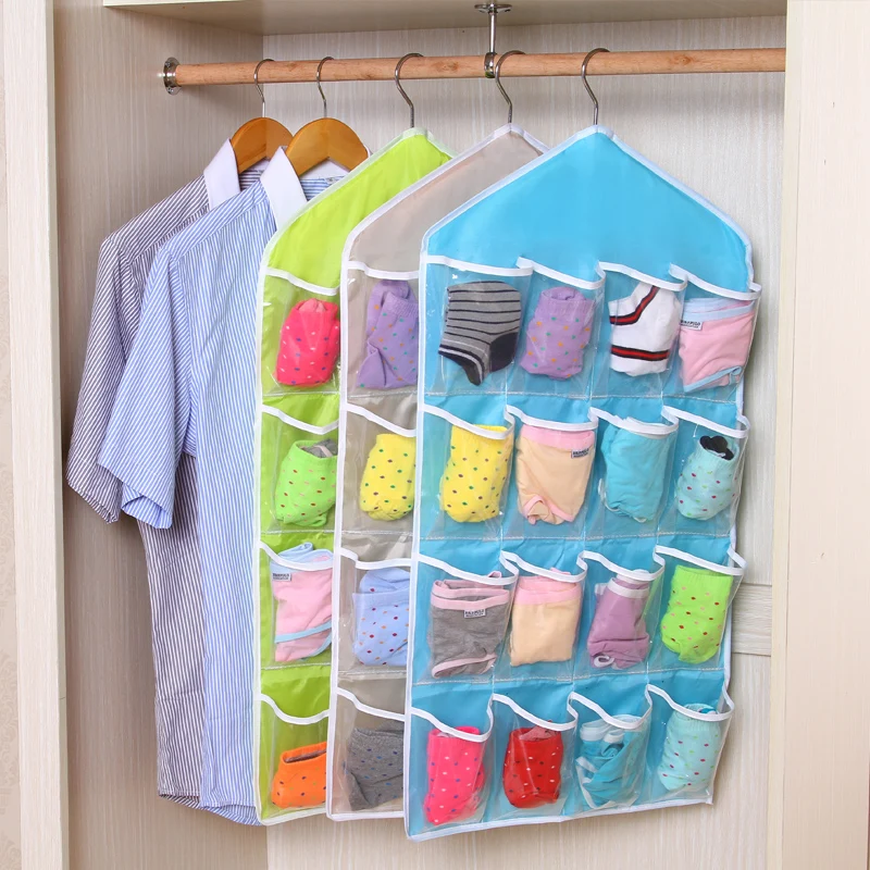 

Thick Multifunction New 16 grid Over Door Hanging Bag Organizer wardrobe closet storage bag for Socks Bra Underwear