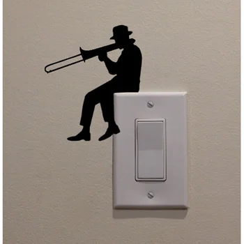 

Man Playing Trombone Fashion Cartoon Switch Bedroom Decor Decal Switch Sticker 5WS0064