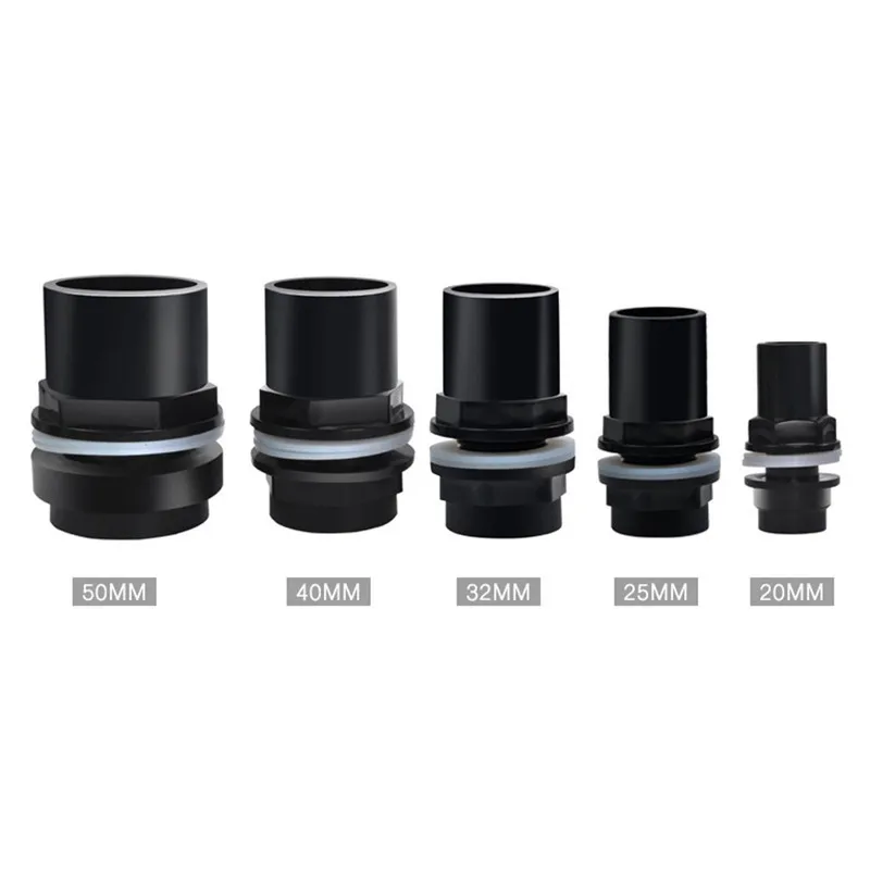 20/25/32/40/50mm Black Aquarium Connector PVC Waterproof Pipe Butt Fish Tank Straight Fitting Joint Fish Tank Tools Accessory