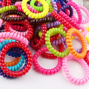 

100pcs/lot headwear women Increase Tuba Candy Color Coil Telephone Hair accessories Telephone Circle Yiwu Rubber String frozen