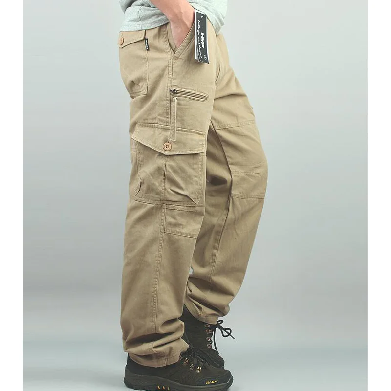 

New Style Men Cotton Length Cargo overall 2018 casual Plus Size Man Sandbeach trousers