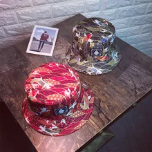 Harajuku стиль Двусторонняя носить рыбак шляпа летнее солнце прилив путешествия дикий уличный стиль патч горшки шляпа пара любовников стиль