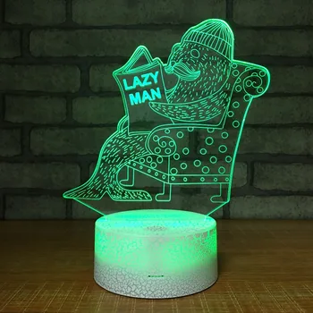 

LAZY MAN3D Illusion Lamp 7 Color Change Touch Switch LED Night Light Acrylic Desk lamp Atmosphere Lamp Novelty Lighting