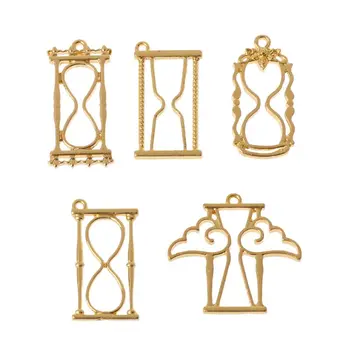 

5Pcs Time Hourglasses UV Resin Blank Frame Pendant Bezel Cabochon Jewelry Making