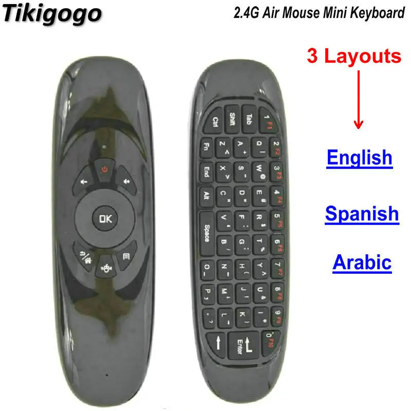 

Tikigogo C120 English Arabic Spanish Layout 2.4G RF Air mouse Wireless Keyboard remote control for Android Smart TV Box X96 MAX