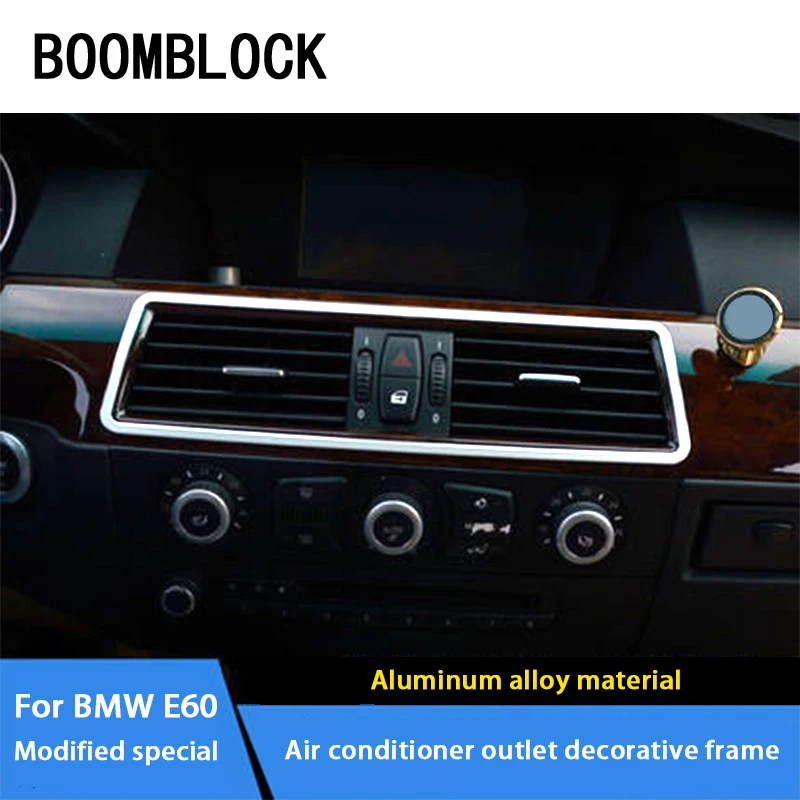

Aluminum Alloy Interior Stickers For BMW 5 Series BMW E60 E61 M Sports Center Air Conditioner Vent Outlet Frame Covers