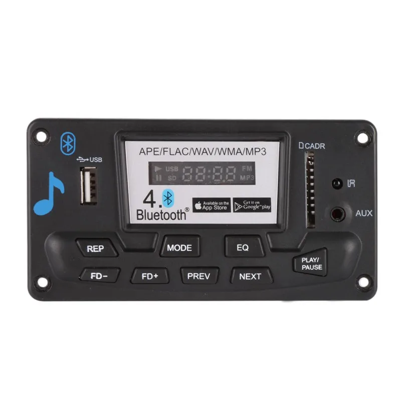 12V Bluetooth MP3 Decoding Board Module with LED DIY USB/SD/MMC APE FLAC WAV DAE Decoder Record MP3 Player AUX FM Folders Switch