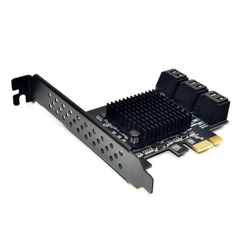 Для микросхемы Marvell 88Se9215, 6 портов, Sata 3,0, Pcie, плата расширения, Pci Express, Sata адаптер, Sata 3, конвертер с радиатором для