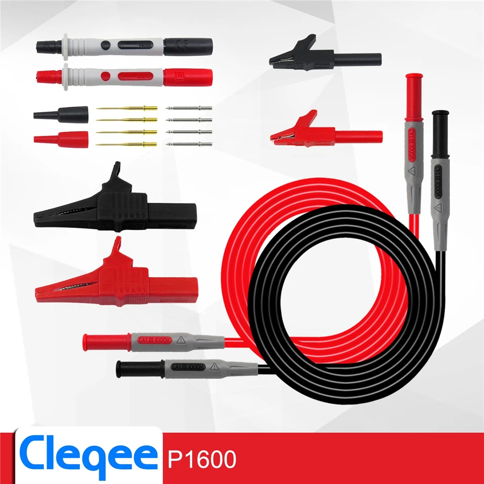 

2018 Cleqee P1600A Test Lead kit Automotive Test Leads for multimeter Universal Multimeter test probe Alligator clip