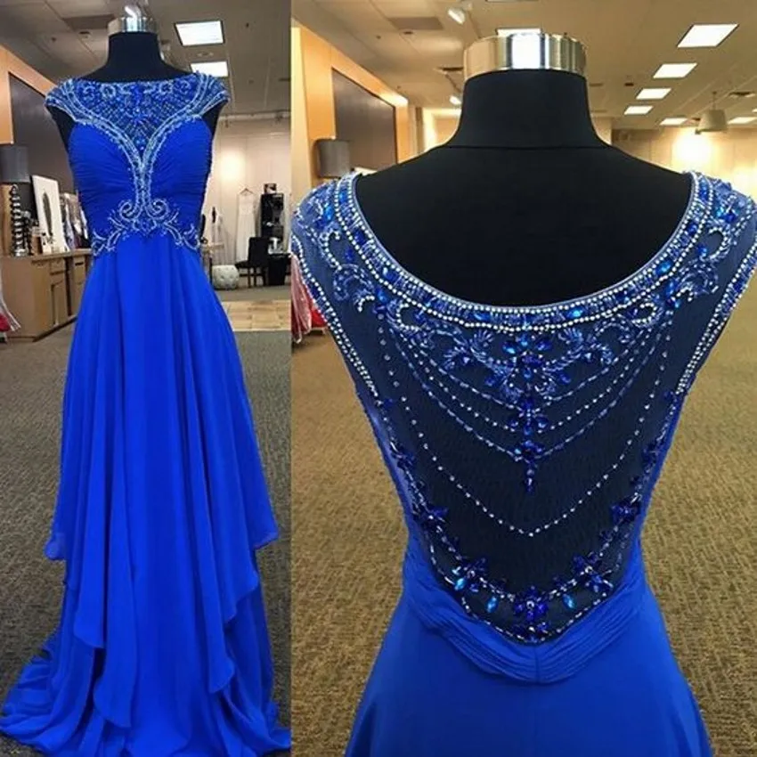 Robe De Soiree Chiffon O neck Sleeveless Long Evening font b Dress b font Elegant Royal