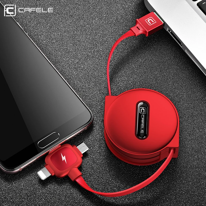 

CAFELE 3 in 1 Retractable Cable Type C Micro USB Cables USB Charging Cable for iPhone Samsung Huawei Xiaomi Data Sync Cables