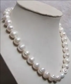 

925 Ms. real natural big Beautiful 9-10MM white akoya BAROQUE Pearl necklace 17"^^^@^Noble style Natural Fine jewe FREE SHIPP
