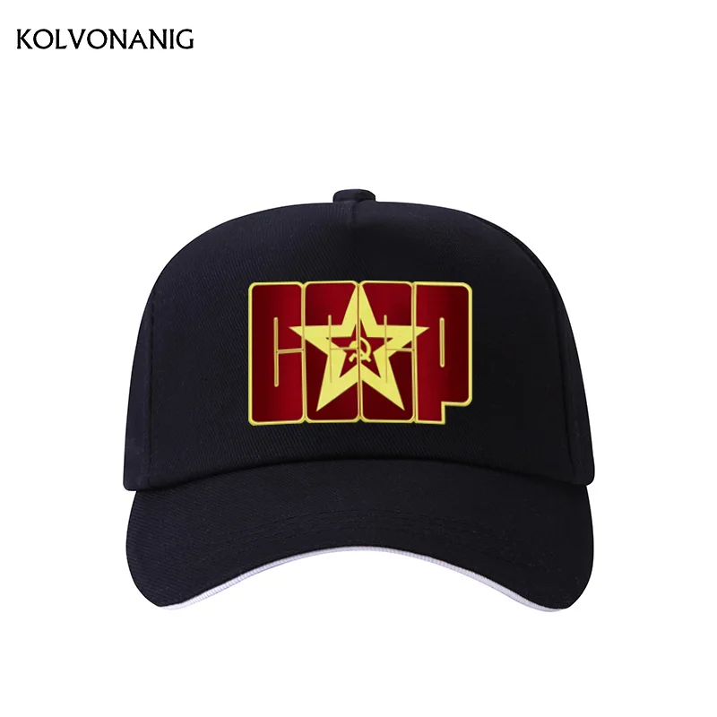 KOLVONANIG, новинка, CCCP, СССР, Россия,, стильная бейсболка с принтом, для мужчин и женщин, унисекс, высокое качество, кепки, шапки - Цвет: Black