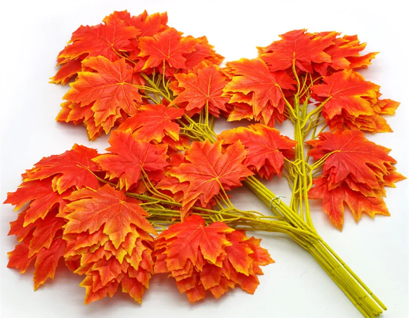 Simulated maple leaves wholesale decorative wall landscape engineering plastic fake tree leaves