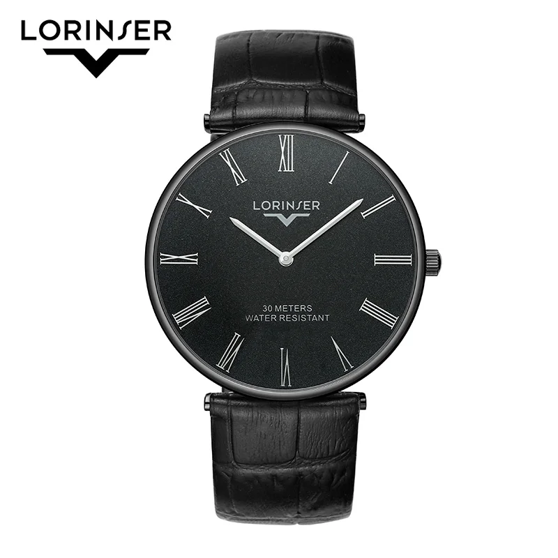 Mens Watches Top Brand Luxury Quartz Watch Men Casual Slim Lorinser Genuine Leather stainless steel case Relogio Masculino | Наручные