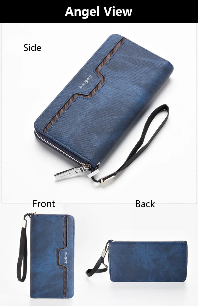 Baellerry Casual Leather Long Wallet Men Walet Male Clutch Zipper Wallets Men Phone Purse Money Bag Coin Pocket Card Holder