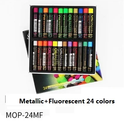 MUNGYO MOP-MF серии галлярные художники масляная пастель 12/24 металлические и флуоресцентные цветные масляные краски Художественные принадлежности для рисования - Цвет: 24 M and F  colors
