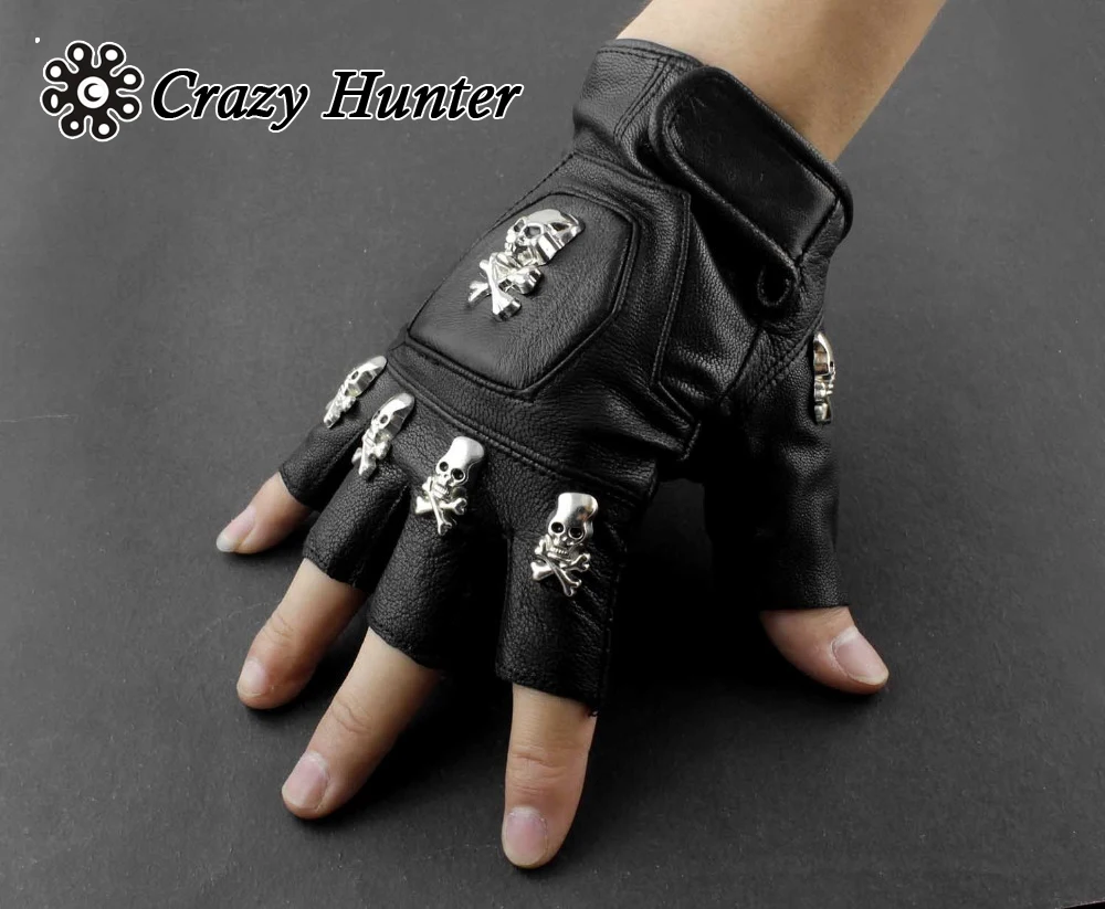 Mens Rivet Spike Punk Rocker Driving Motorcycle Biker Leather