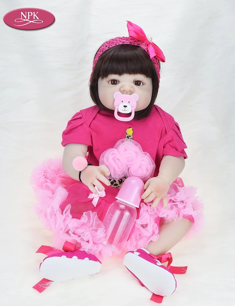 NPK 57 см всего тела мягкие силиконовые девушки Reborn Baby Doll Купание игрушки реалистичные кукла принцесса для девочек Bebe реальное возрождение Boneca Menina