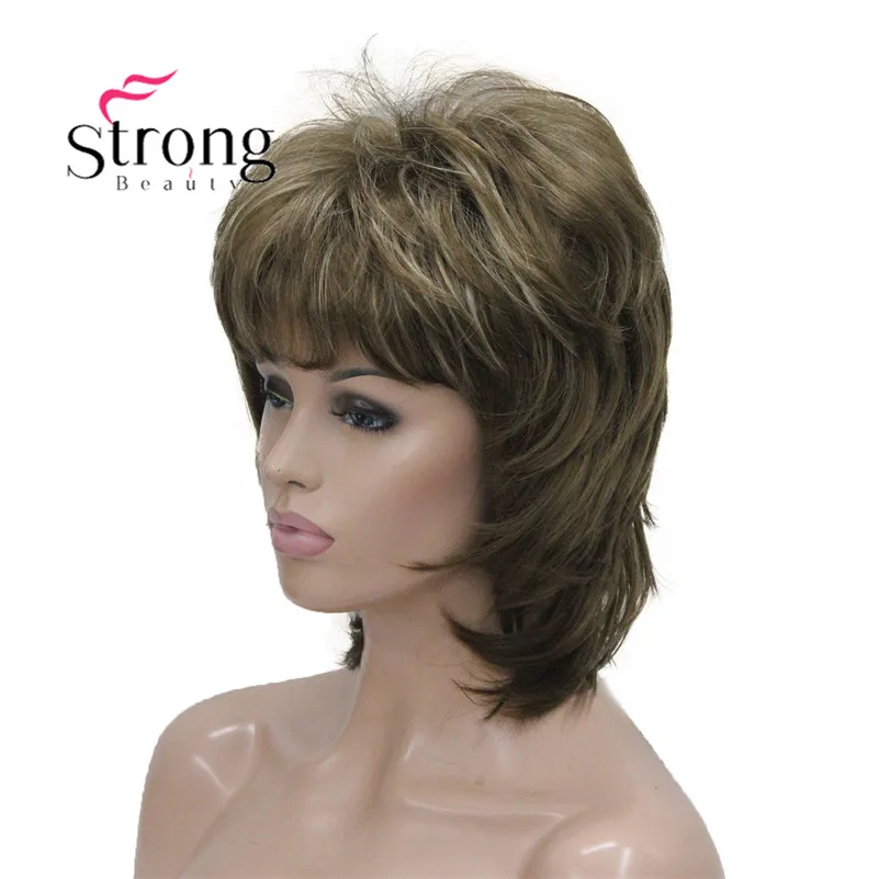 L-1943A #12TT26 New Bady Wavy Light Brown Mix Blonde Neck Length Synthetic Hair Women`s Full Wig (5)