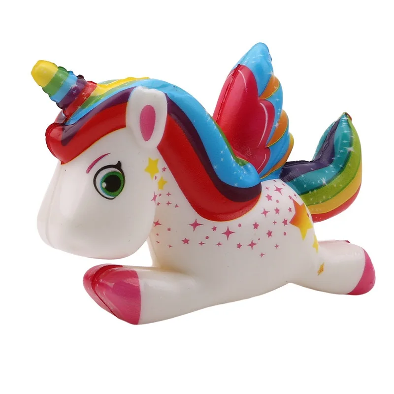 Kawaii Pegasus Unicorn Squishy PU Мягкий медленно поднимающийся ароматизированный хлеб Squeeze игрушки Моделирование Ремесло Декор Рождественский подарок для детей 11*8*3 см