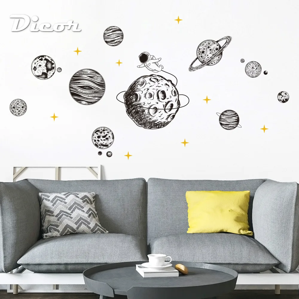 Новые DIY винтажные настенные наклейки планета астронавт домашний декор для гостиной подарок для детской комнаты наклейка плакат QT835