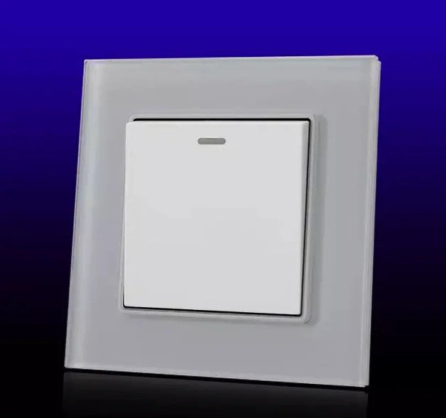 Британский стандарт на заднюю панель с квадратами форма Роскошные розетка с панелью из белого прозрачного стекла, кнопка, местный промежуточный 3 позиционный настенный выключатель 1 gang 2 gang - Цвет: Белый