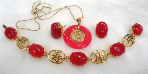 

charming green/red jade -black agate mixed bracelet/earring/ring set 5.23