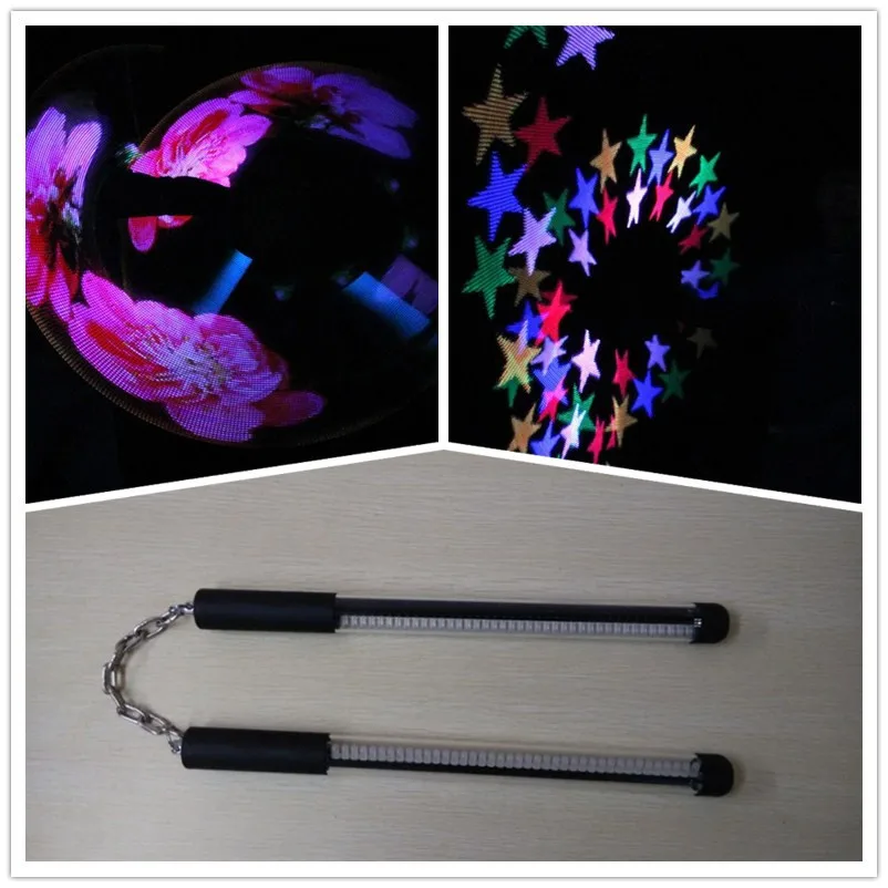 

Wecool China factory 2*40 leds change photos program colorful LED nunchakus led pixels poi with USB recharger