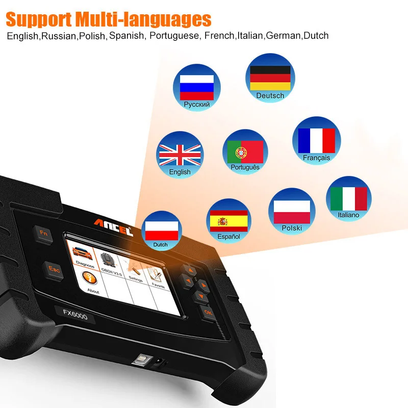Ancel FX6000 OBD2 диагностический инструмент полные системы ODB Автомобильный сканер