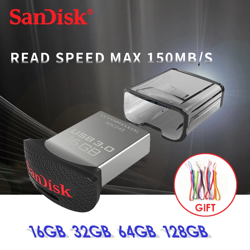 SanDisk Ultra Fit USB 3.0 Flash Drive до 130 м/с SDCZ43 64 ГБ 32 16 поддержка официальный проверка |